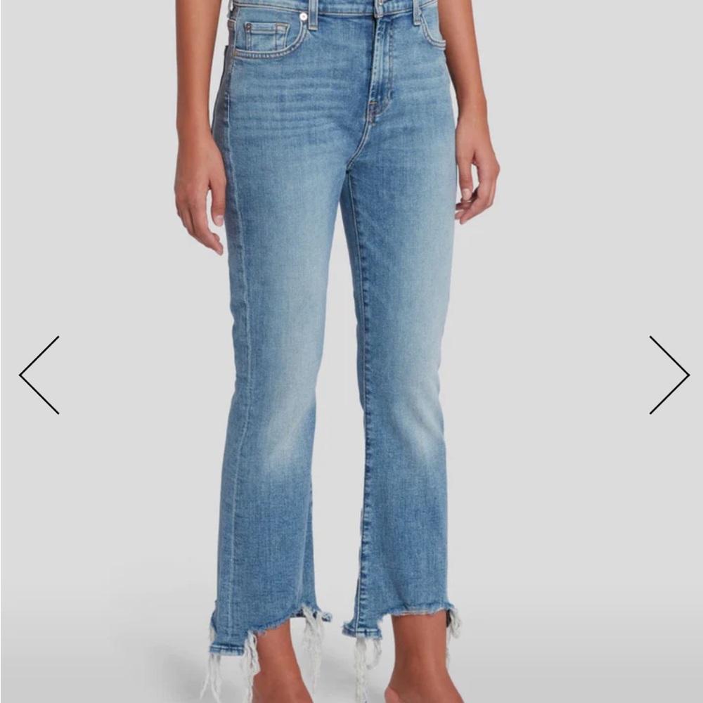 7 for all mankind HIGH WAIST SLIM KICK WITH LONG SIDE HEM AND DESTROY